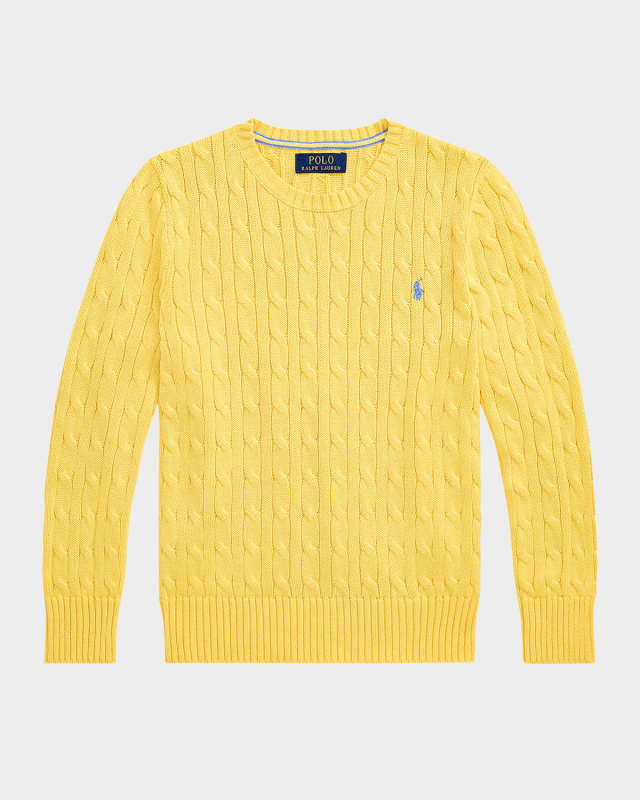 Boy's Cable Knit Embroidered Sweater, Size S-L